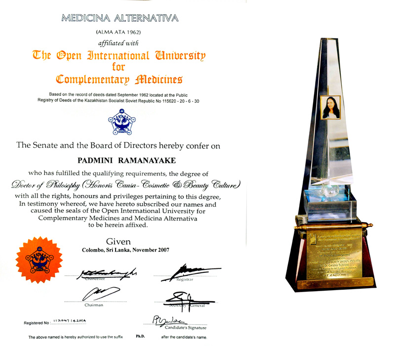 Dr.Padmini Ramanayaka Certificate